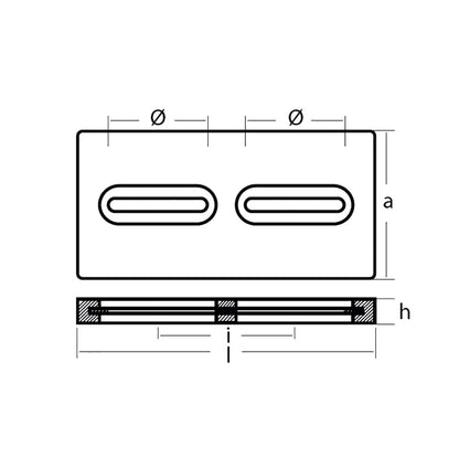 Tecnoseal Rectangular Zinc Plate Anode w/Inserts - 12" x 6" x 1" [TEC-DIVERSD]